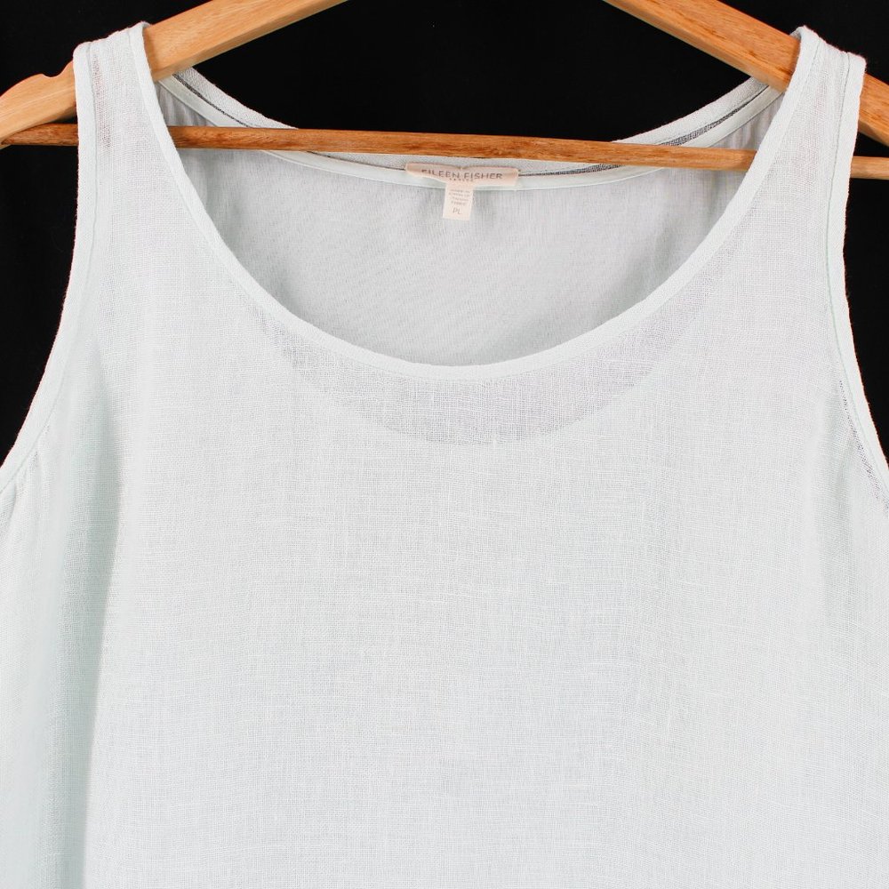 Eileen Fisher Linen Gauze Dress Aqua Blue Ombre A Line Layered Slip Included P - Picture 6 of 15